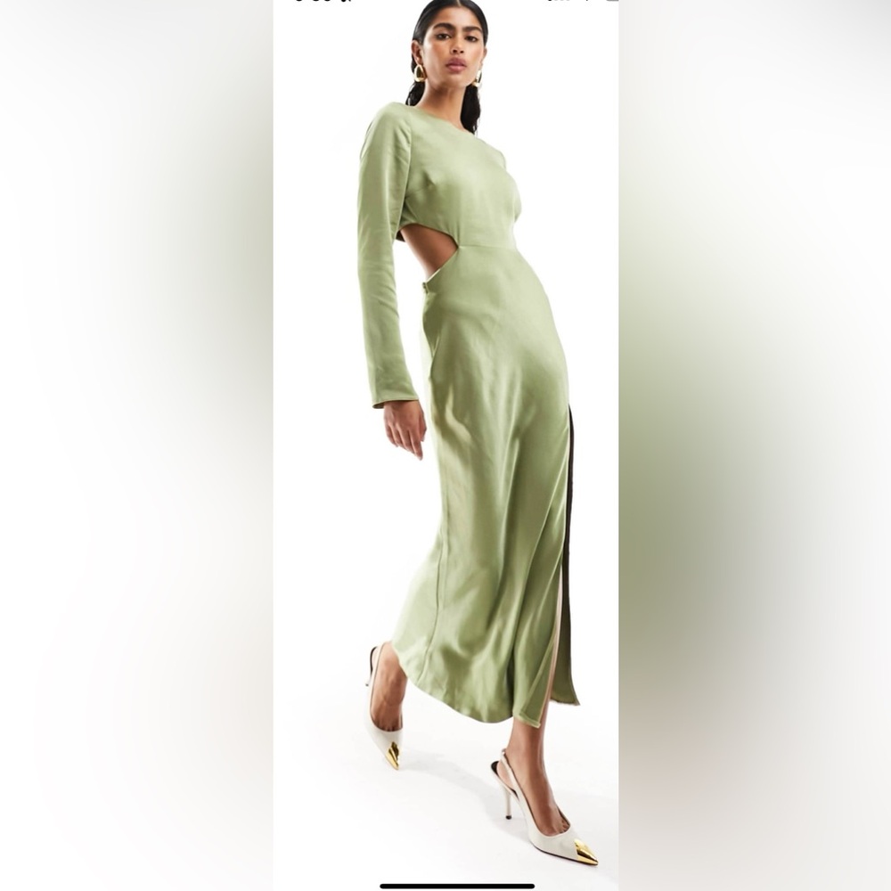 ASOS Green Cut-Out Maxi Dress